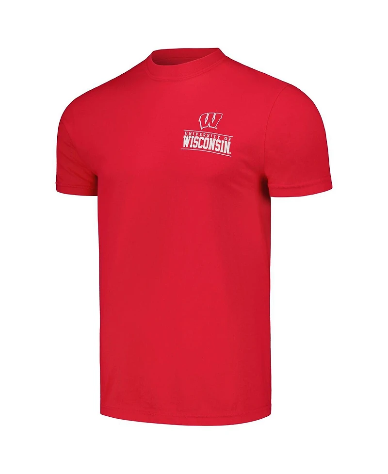 Image One Men's Red Wisconsin Badgers Campus Badge Comfort Colors T-Shirt