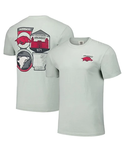 Image One Men's and Women's Gray Arkansas Razorbacks Hyper Local Campus Patches T-Shirt