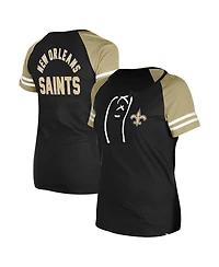 New Era Women's Black Orleans Saints Lace-Up Raglan T-Shirt