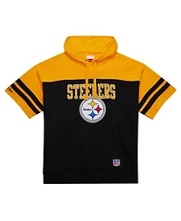 Mitchell & Ness Men's Black Pittsburgh Steelers Off Field Vintage-like Logo Short Sleeve Pullover Hoodie