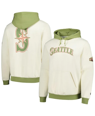 New Era Men's Cream/Green Seattle Mariners Color Pop Pullover Hoodie