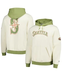 New Era Men's Cream/Green Seattle Mariners Color Pop Pullover Hoodie