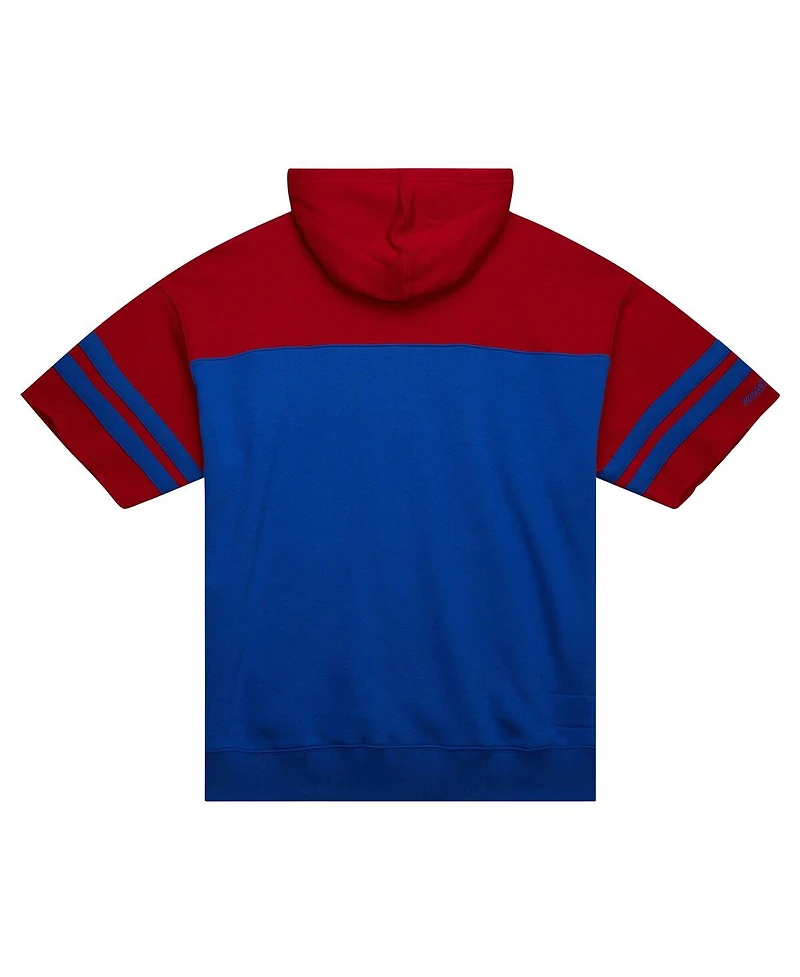Mitchell & Ness Men's Royal Buffalo Bills Off Field Vintage-like Logo Short Sleeve Pullover Hoodie