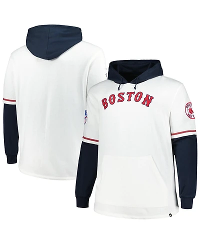 '47 Brand Men's White/Navy Boston Red Sox Big Tall Trifecta Shortstop Pullover Hoodie