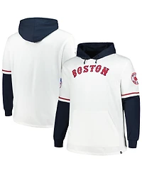 '47 Brand Men's White/Navy Boston Red Sox Big Tall Trifecta Shortstop Pullover Hoodie