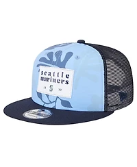 New Era Men's Navy Seattle Mariners Bikini Bottom Trucker 9FIFTY Snapback Hat