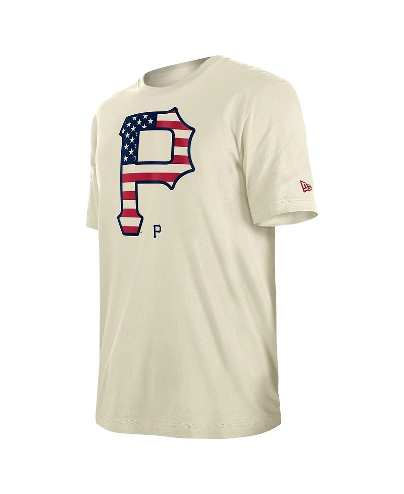 New Era Men's Cream Pittsburgh Pirates 4th of July Flag Fill T-Shirt