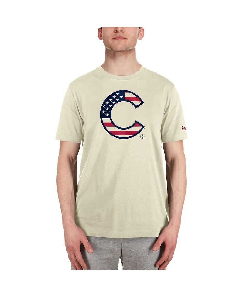 New Era Men's Cream Chicago Cubs 4th of July Flag Fill T-Shirt
