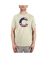 New Era Men's Cream Chicago Cubs 4th of July Flag Fill T-Shirt