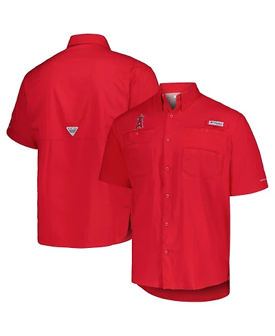 Columbia Men's Red Los Angeles Angels Tamiami Omni-Shade Button-Down Shirt