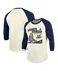 Majestic Men's Cream/Navy Boston Red Sox Raglan 3/4-Sleeve T-Shirt