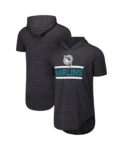 Majestic Men's Black Florida Marlins Tri-Blend Hoodie T-Shirt
