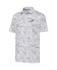 Antigua Men's White Miami Dolphins Anthracite Logo Collide Polo Shirt