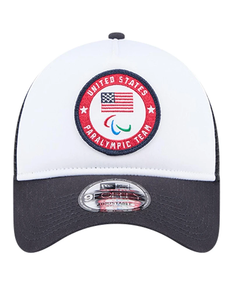 New Era Men's Navy U.s. Paralympics Color Block A-Frame Trucker 9FORTY Adjustable Hat