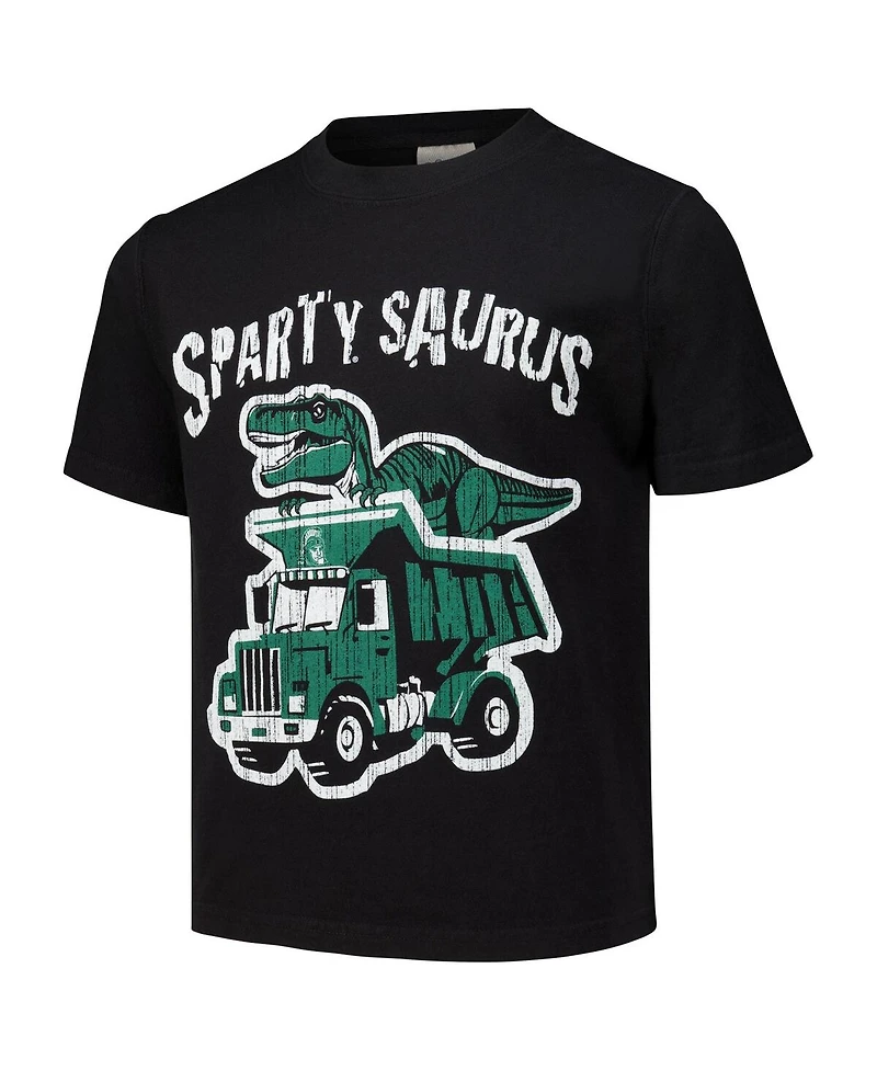 Comfortwash Big Boys and Girls Black Michigan State Spartans Dino Truck T-Shirt