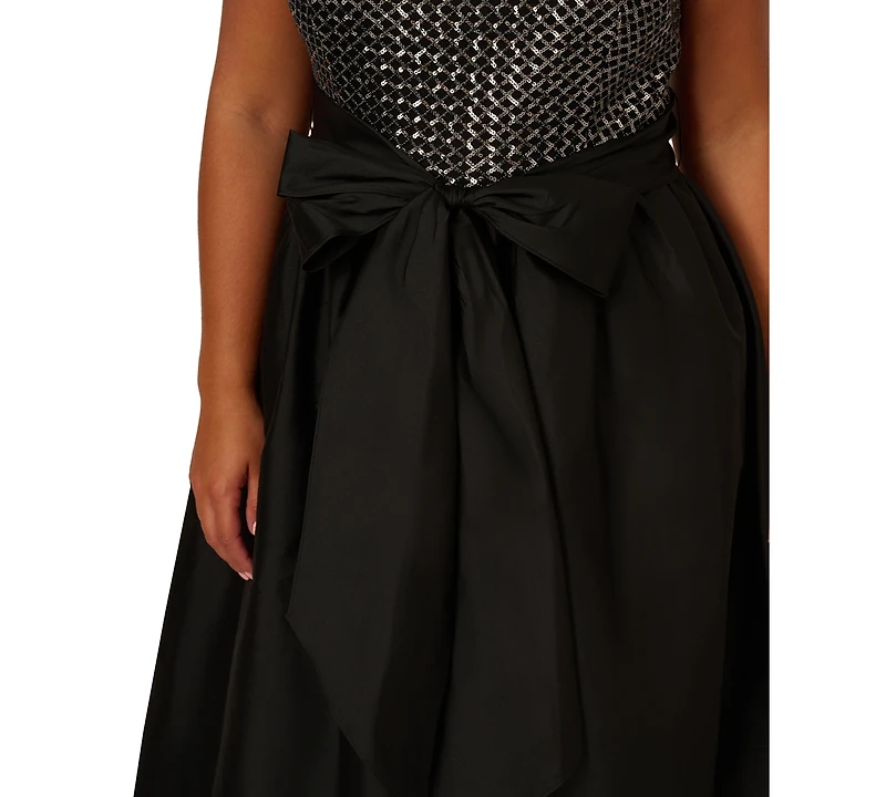 Adrianna Papell Plus Sequined High-Low Gown