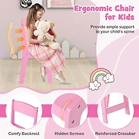 Costway Kids Vanity Table & Chair Set 2-in-1 Princess Pretend Play Makeup