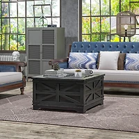 Homcom Table with Flip Top Hidden Storage, Square Center
