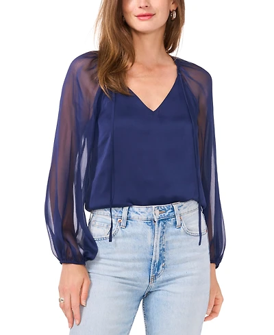 1.state Women's Chiffon-Sleeve V-Neck Blouse