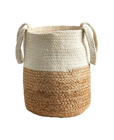 Slickblue 12.5" Handmade Natural Jute and Cotton Basket