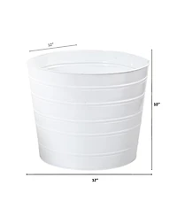 Slickblue 12" Farmhouse White Metal Ribbed Planter