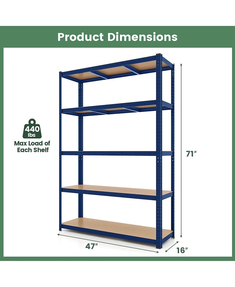 5 Tier Adjustable Garage Shelving Unit with 2200 lbs Max Load for Warehouse39