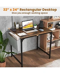 32" Meeting Room Desk Set of 2 with Charging Station & Headphone Hook Metal Frame