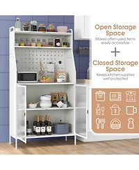 Costway 5-tier Metal Kitchen Bakers Rack with Pegboard 8 Hooks 5-position Adjustable Shelf