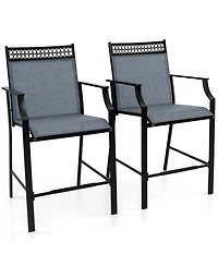 Slickblue Outdoor Counter Stools Set of 2 Heavy-Duty Barstools with Footrest and Armrests