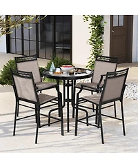 Slickblue Outdoor Counter Stools Set of 2 Heavy-Duty Barstools with Footrest and Armrests