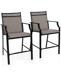 Slickblue Outdoor Counter Stools Set of 2 Heavy-Duty Barstools with Footrest and Armrests