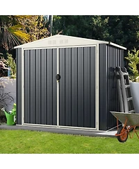 Costway 7 x 4 Ft Metal Outdoor Storage Shed Snap-on Structures for Efficient Assembly