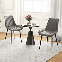 Dining Chair Set of 2 Upholstered Leisure Chairs with Metal Legs Padded Seat