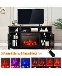 Gymax 59'' Fireplace Tv Stand W/ 25'' 1350W Electric Fireplace Heater Coffee