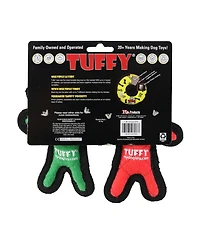 Tuffy Jr Holiday Elf and Santa 2 Pack, Dog Toy