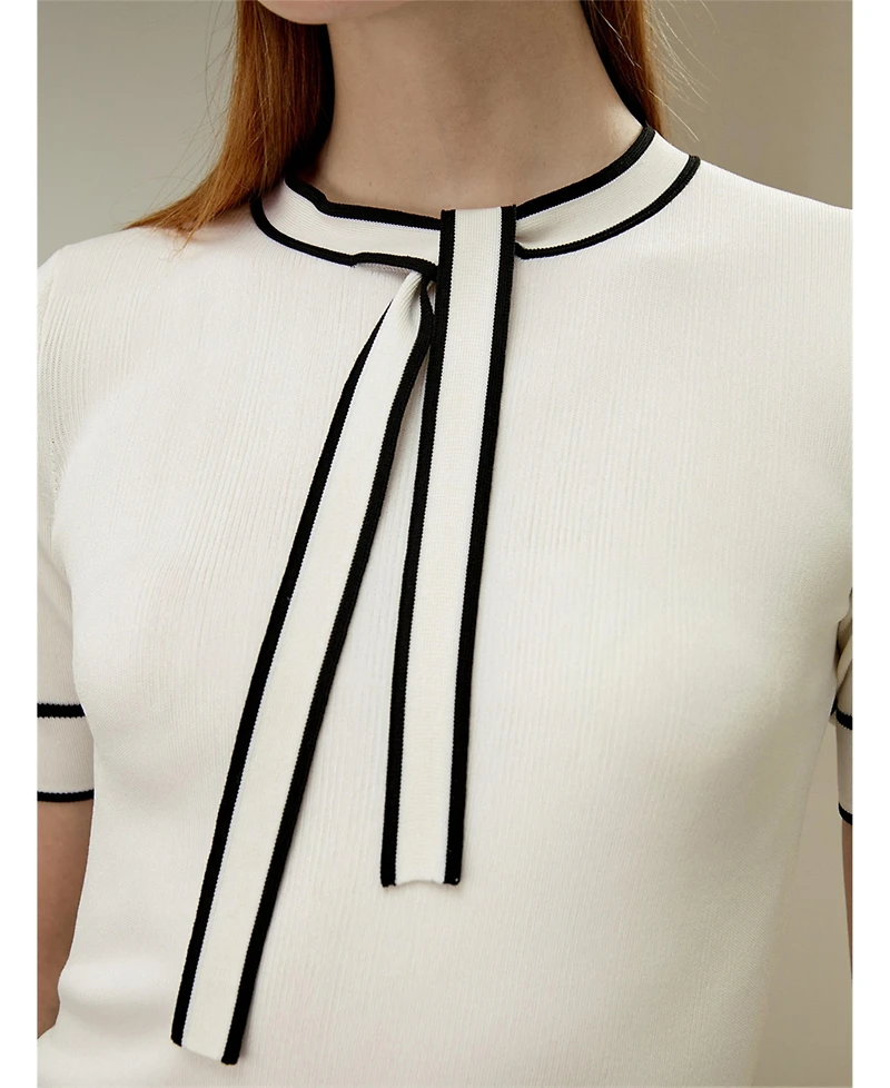 Lilysilk Women's Silk Knit Top with Ribbons