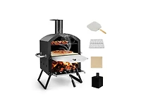 Slickblue Outdoor Pizza Oven with Anti-scalding Handles and Foldable Legs-Black