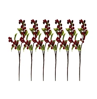 Slickblue Realistic Holly Berry Artificial Flower for Festive Decor (Set of 6)