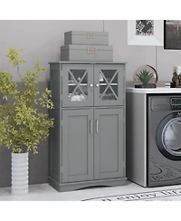 Bathroom Storage Cabinet Linen with Doors and Adjustable Shelves