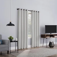 Cayden Grid Texture Draft Shield Fleece Insulated 100% Blackout Grommet Curtain Panel