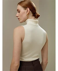 Lilysilk Women's Silk Knitted Turtleneck Sleeveless Top