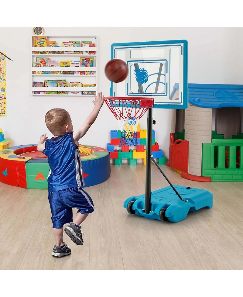 Costway Pool Basketball Hoop 3.8-4.4 Ft Adjustable Poolside BasketballGoal System