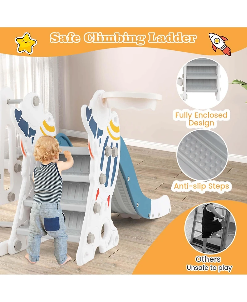 Costway Boys Slide and Swing Set 4-in-1 Indoor Playground with Extended &
