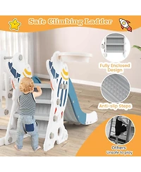Costway Boys Slide and Swing Set 4-in-1 Indoor Playground with Extended &