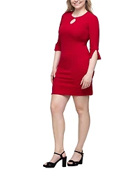 24seven Comfort Apparel Women's Keyhole Three Quarter Sleeve Mini Dress
