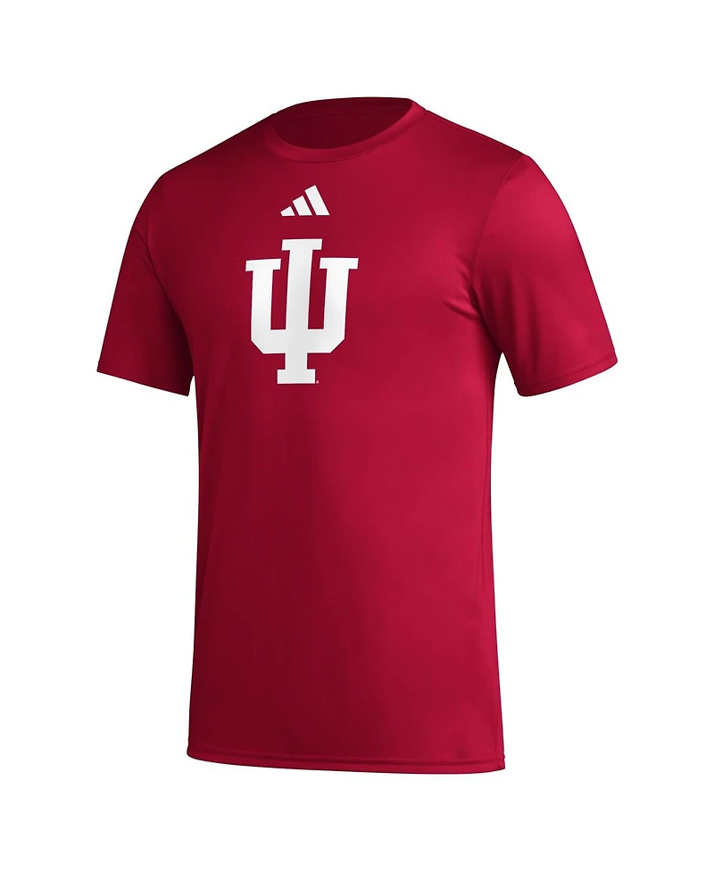Adidas Men's Crimson Indiana Hoosiers Primary Locker Logo Pre-Game Aeroready T-Shirt