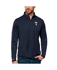 Antigua Men's Navy Texas Rangers Tribute Quarter-Zip Pullover Top