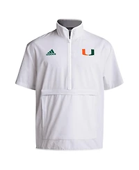 Adidas Men's White Miami Hurricanes Coaches Sideline Half-Zip Short Sleeve Jacket
