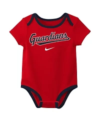 Nike Baby Boys and Girls Cleveland Guardians Authentic Collection Three-Pack Bodysuit Set