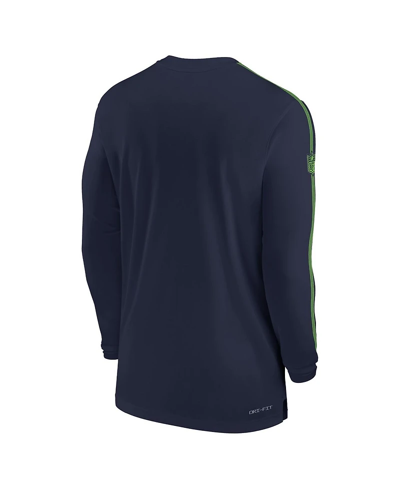 Nike Men's College Navy Seattle Seahawks Sideline Coach Uv Performance Long Sleeve T-Shirt